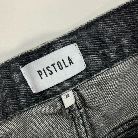 PISTOLA Black Distressed High Rise Straight Leg Charlie Jeans Sz 24 - Picture 5 of 9